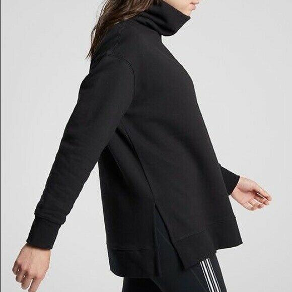 Athleta 24/7 Funnel Neck Pullover Long Sleeve Thick Sweatshirt Black Womens XXS - Picture 12 of 12